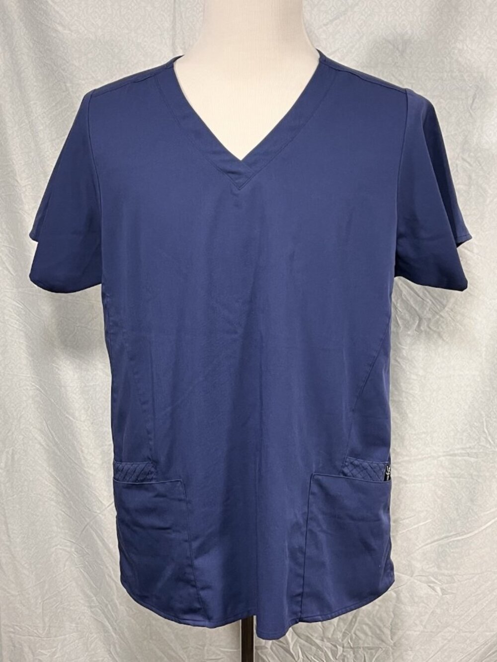 Vera Bradley Scrub Top Womens XL Blue V Neck Stretch Medical Uniform VB Charm